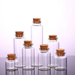 Clear Glass Bottle with Corks Vial Glass Jars Pendant Craft Projects DIY for Keepsakes 30mm Diameter Lbmvk