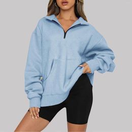 Women's Hoodies Women Pullover Hoodie Black Oversized Sweatshirt V-neck Loose Zip Long Sleeve All-match Casual Tops Teen Girls Harajuku