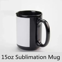 15oz Sublimation Blank Ceramics Mug with Round Handle Inner Color Black Surface Tumbler Colored Matte Clear Walls Therma