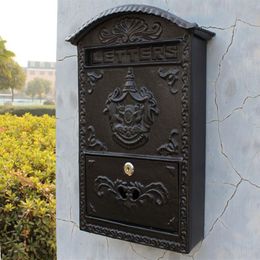 Cast Aluminium Iron Mailbox Postbox Garden Decoration Embossed Trim Metal Mail Post Letters Box Yard Patio Lawn Outdoor Ornate Wall290s