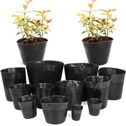 Planters & Pots 20-300PCS 15 Sizes Of Plastic Grow Nursery Pot Home Garden Planting Bags For Vegetable Flowers Plant Container Sta3096