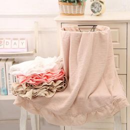 Blankets Double Layer Cotton Blanket Super Soft Crepe Ruffle Edge Baby Bath Towel Children's Cart Cover