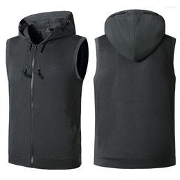 Men's Tank Tops 2023 Vest Men Fashion Solid Sleeveless Hoodies Cardigans Jacket Autumn Spring Zipper Pockets Mens Casual Waistcoat