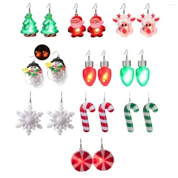 Dangle Earrings LED Christmas Tree Acrylic For Women Santa Claus Snow Man Moose Head Party Jewelry Pendientes Mujer