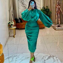 Casual Dresses Spring Autumn Woman Dress Long Sleeve Green Satin Vestido Bodycon