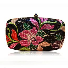 Evening Bags Lady Multi Flower Rhinestone Clutches Luxury Diamond Wedding Purse Crystal Dinner Handbags Designer Party Stones Minaudere Bags 231122