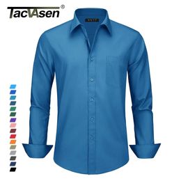 Men's Casual Shirts TACVASEN Colourful Dress Shirts Mens Wrinkle-Free Long Sleeve Business Shirts Breathable Slim Fit Formal Shirt Ofiice Shirts Male 231122