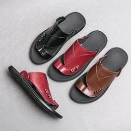 Slippers Mens Style Sandals Summer Flip-Flop Genuine Leather For Men Soft Breathable Home Casual Lightweight Designer 14670HVFKabc