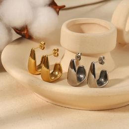 Hoop Earrings U-shaped Studs 18K Gold Plated Stainless Steel Jewellery Women