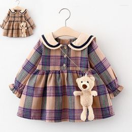 Girl Dresses Spring And Autumn Little Children's Wear Girl's Dress Korean Version Baby's Net Red Plaid Princess Fashion