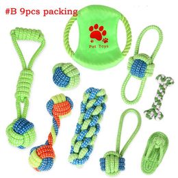 Pets dog Cotton Chews Knot Toys Colourful Durable Braided Bone Rope Combination Suit Funny cat249k