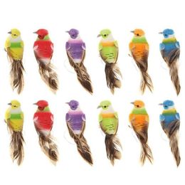 12pcs Colourful Mini Simulation Birds Fake Artificial Foam Animal Model Miniature Wedding Home Garden Ornament Decoration C19041601332N