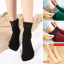 Women Socks Men Winter Super Thicker Warm Wool Solid Merino Hosiery Against Cold Snow Fleece Thermal Terry