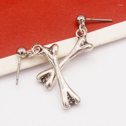 Dangle Earrings Fashion Jewellery Parts Ancient Silver Colour Dark Gothic Punk Bone Of Death Cool Simple Ear Drop VGE033