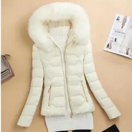 Women's Trench Coats Slim Women Parkas Winter Thick Casual Hooded Fashion Letter Cotton Warm Short Jackets Korean Zipper White Black