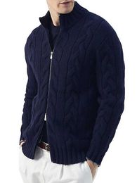 Men's Jackets Men s Autumn Winter Knitted Regular Fit Full Zip Cardigan Sweater Cashmere Stand Collar Warm Jumper TopsL231122