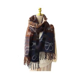 Loewees Scarf Designer Luxury Top Quality Rowe Shawl Winter Scarf Women's Warm And Fashionable Versatile Cashmere Thickened Neck Advanced Style