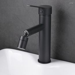 Bathroom Sink Faucets Vanity Basin Round Shape Brass Matte Black Paint With Vientiane Nozzle Faucet Cold Water Mixer Tap Supplies