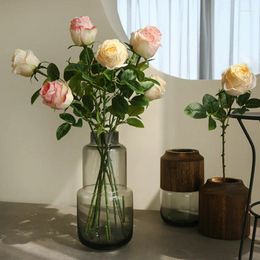 Decorative Flowers 57cm Artificial Single Rose Wedding Home Decoration Living Room Decora Flower Arrangement Pography Po Props