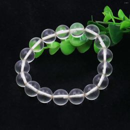 Strand 10mm Natural White Crystal Stone Round Bead Bracelet Women's Birthday Gift Accessories Lucky Jewellery Making