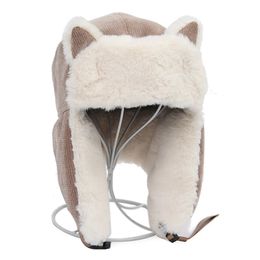 Trapper Hats Winter Coldproof Warm Cotton Hat Cat Ears Cap Russian Women Earmuffs Thicken Plush Earflapped 231122