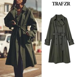 Casacos de trincheira femininos traf zr longo luxo elegante casaco feminino y2k em outerwears blusão jaquetas 2023 tendência senhoras 231120