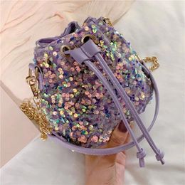 Evening Bags Women Fashion Handbag Sequin String Bucket Ladies High Quality Shoulder Bag Girls Shopping Crossbody Phone Lipstick