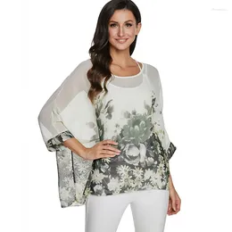 Women's Blouses BHflutter 2023 Chiffon Blouse Shirt Women Fashion Batwing Floral Print Casual Loose Summer Shirts Tops Plus Size 4XL