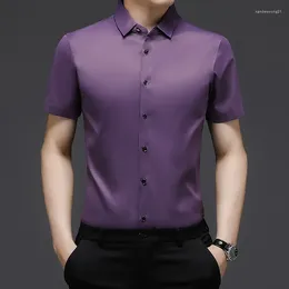 Men's Casual Shirts Shirt Summer Solid Color Slim Fit Business Leisure Iron-Free Short Sleeve Wear Custom Logo Wholesale