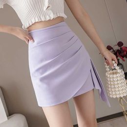 Skirts Y2k Feminine Lace Stitching Bag Hip Mini Skirt Purple E Girl Casual Skirt Faldas Harajuku Summer Retro High Waist Strappy Skirt P230422