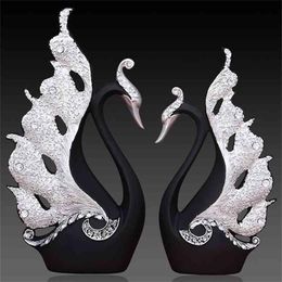 Home Decoration Accessories A Couple of Swan Statue Home Decor Sculpture Modern Art Ornaments Wedding Gifts for Friends Lovers 2103239