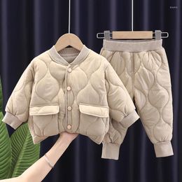 Clothing Sets Winter Kid Girl Clothes Set Casual Jacket Pant 2Pcs Thicken Toddler Boy Coat Baby Children Outfit Outerwear Sport Suit A706