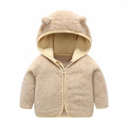 Jackets Girls Baby Boy Coral Fleece Hooded Outerwear Snowsuit Autumn Toddler Kids Warm Cotton Coats Children