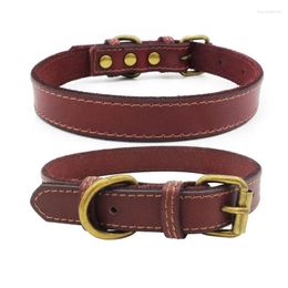 Dog Collars Retro Cowhide Puppy Collar Leather Adjustable Pet Necklace For Small Dogs Neck Accessories