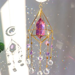 Garden Decorations Crystals Big Wind Chime Prism Sun Catcher Handmade Jewellery Rainbow r Hanging WindowPendant Home Decor Ornament 230422