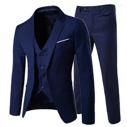 Men's Suits 2023 Top Selling Navy Blue Wedding Men Suit 3 Pieces(Jacket Pants Vest Tie) Custom Made Groom Tuxedo Slim Fit Mens