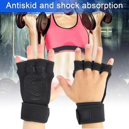 Knee Pads Exercise Gloves Open Back Half Finger Palm Silicone Padding Workout With Wrist Wrap Support Powerlifting Pull Ups Fitness