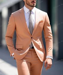 Light Orange Men Tuxedos Business Suit Groom Groomsman Prom Wedding Party Formal 2 Piece Set Jacket And Pants 12