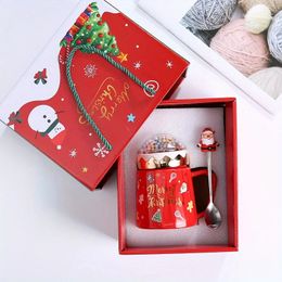 Mugs Christmas Ceramic Cup with Lid Spoon Gift Box Set Mug Water Cup Tea Cup Gift Gifts and Handmade Gifts 231121