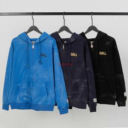 galery dept Men's Hoodies Sweatshirts High Version American Fashion Galleryes Dept Letter Printed Washing Water Used and Zipper Hooded NJJW FOSX