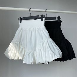 Skirts High Waist Irregular Pleated White Flower Bud Skirt Women Sexy Wild Sweet Korean Faldas Mujer Spring Y2k Black Cake Skirts 230422