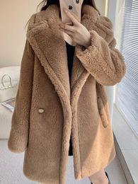 Women's Fur Faux Fur Autumn and Winter Short Teddy Bear Leather Fur Coat Product Particles Alpaca Fleece/Fiber Fur Coat for Women 231121