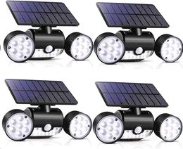 Illuminazione di sicurezza Luci solari per esterni 30 LED con sensore di movimento Faretti a doppia testa IP65 impermeabili per giardino, porta d'ingresso