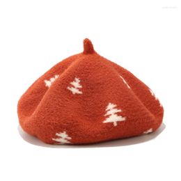 Berets Beret Women's Christmas Tree Sweet And Versatile Student Painter's Hat Female Pumpkin Autumn Winter Retro Wool