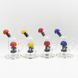 8inch Cololrful Mushroom Glass Bong Indian Color Water Pipe Hookah 14mm Female Joint with Bowl and Quartz Banger
