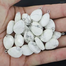 Pendant Necklaces Natural White Turquoise Stone Water Drop Faceted Exquisite Necklace Charm DIY Jewelry Making Accessories Wholesale 12Pcs