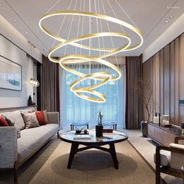 Kronleuchter Moderne einfache Acryl-Rundkreis-Ring-LED-Lampe Schlafzimmer Arbeitszimmer Restaurant Stilvolles mehrkreisförmiges Kronleuchter-Licht