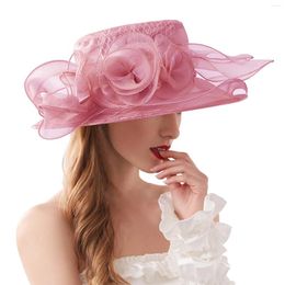 Wide Brim Hats Elegant Flower Sun Hat Party Wedding Breathable Bucket Cap Europe And America Exquisite