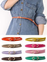 Belts Fashion Simple Solid Women Belt Adjustable Thin 8-shaped Buckle PU Leather Waist For Lady Pants Dress Waistband