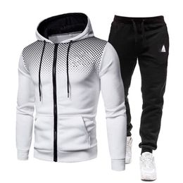 New Casual Men's Tracksuits Autumn/Winter Tracksuit Men's Fishing Hoodie Set Plus Fleece Outdoor Sports Warm Long Sleeve Pants Pullover Fashion Clothing
